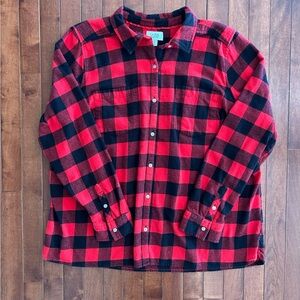 Croft & Barrow Classic Red and Black Buffalo Plaid Womens Shirt Size 1X